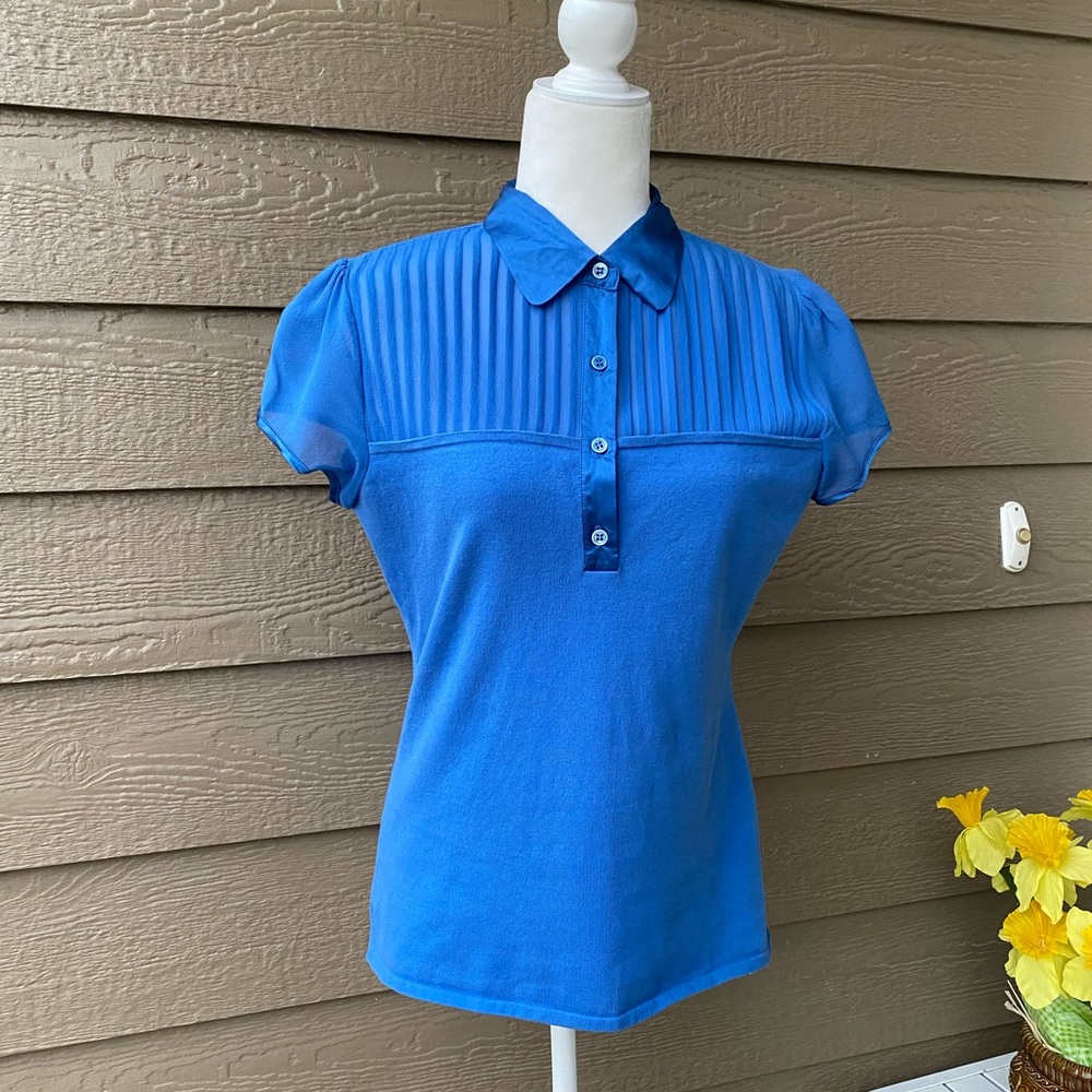 Tracy M womens top blue silk and cotton blend